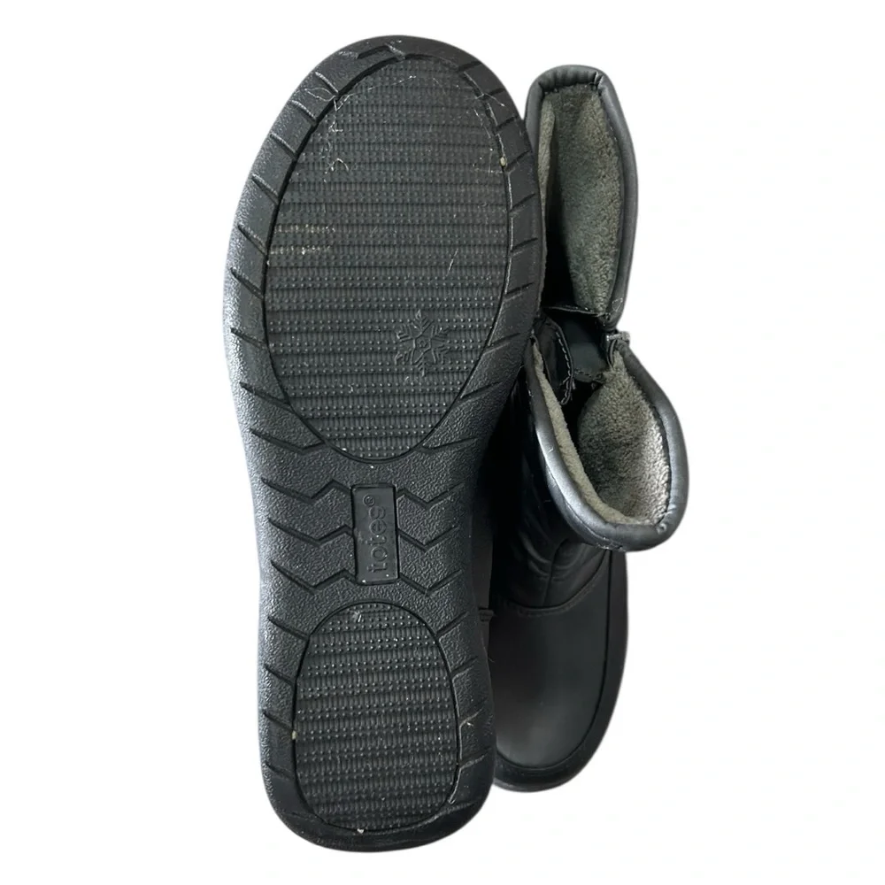 Totes Waterproof Insulated Quilted Black Grey‎ Zip Up Boot Sz 8